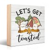 Vgrti Let's Get Toasted Wooden Box Sign, Campfire Camping Desk