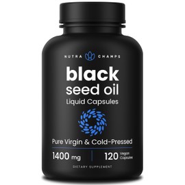 NutraChamps Black Seed Oil Organic Cold Pressed | 120 Vegan Softgel | Virgin Nigella Sativa Pills with Vitamin E & Thymoquinone | Rich in Omega 3 6 9 | Unrefined Black Cumin Seed Oil Capsules