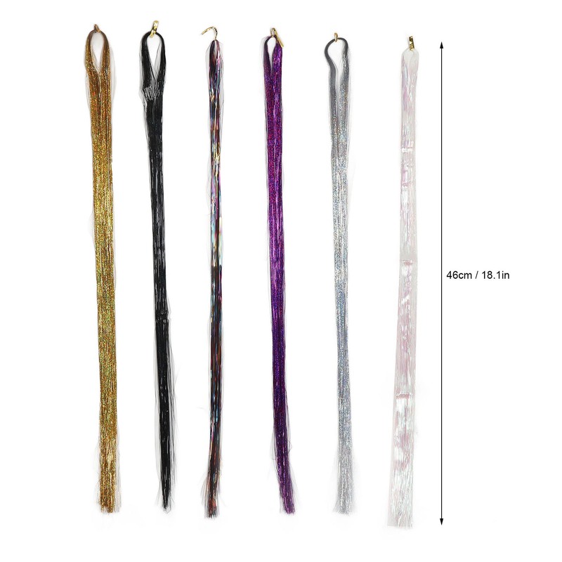 Hair Tinsel Kit Colorful Shiny Glitter Strands Portable Fairy Hair