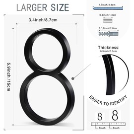 VONDERSO 6 Inch Floating House Numbers for Outside,Modern Black Metal Address Number 8,Durable Weather-Resistant Powder Coated Finish,No Fading(Glossy Black)