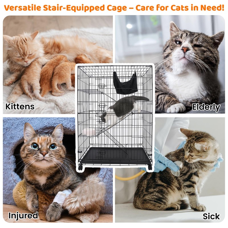 Homey Pet 50 Inch Cat Cages Indoor, Large 4-Tier Cat