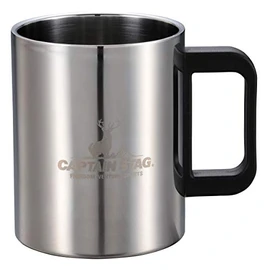 Captain Stag UH-2010 Outdoor Cup, Mug, Tumbler, 16.5 fl oz (470 ml), Double Stainless Steel, Hollow Double Layer, Stainless Steel, New Murray