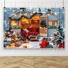 Christmas Backdrop Winter Wonderland Snowflakes Forest Xmas Trees Camping Car