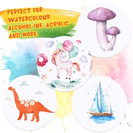 TaoBary 60 Pack Watercolor Paper Round 250 GSM Cold Pressed Watercolor Paper 6 Inch Diameter Ideal for Most Wet and Dry Media, Ideal for Beginners, Artists and Specialists