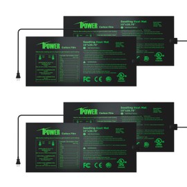 iPower 4 Pack 10" x 20.75" Seeding Heat Mat Upgraded Carbon Film Indoor Warm Hydroponic Plant Germination Starting Pad Durable Waterproof, Black