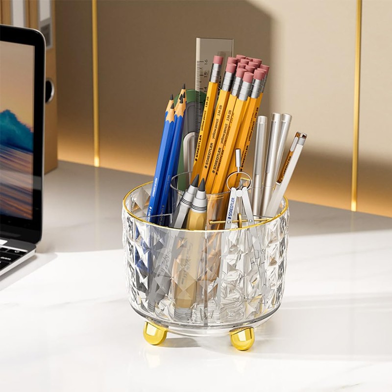 1 pcs 360 Degree Rotating Desk Organizer,Acrylic Pen Organizer with