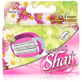 Dorco Shai 6 Blade Razor Cartridges Only - 4 Cartridges, Premium Precision Blades for a Smooth Shave, Compatible with Shai Razors, Ideal for Daily Grooming and Travel