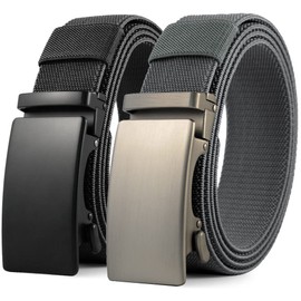 Belt Men, DOOPAI elastic golf belts for men, 2 Pack Nylon Ratchet Belt Mens Belts Casual, Adjustable Trim to Fit