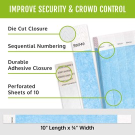 WristCo Sky Blue 3/4" Tyvek Wristbands - 500 Pack Paper Wristbands For Events