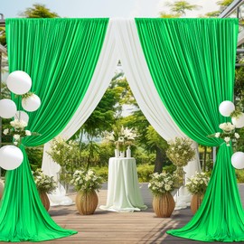 10ft x 10ft Green Backdrop Curtain for Parties Green Wrinkle Free Backdrop Drapes Panels for Baby Shower Birthday Party Photo Photography Photoshoot Polyester Fabric Background Decoration