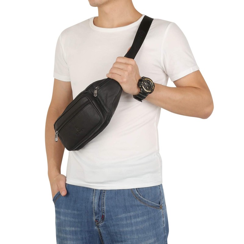 ZZNICK Genuine Leather Fanny Pack, Belt Bag, Multifunction Hip Bum