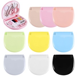 NQEUEPN 9pcs Mini Travel Sewing Kit, 9 Colors Premium Plastic Scissors Kit for Travel Potable Small Pearl Needle Kit Emergency Pins Repair Kit Easy to Carry Widely Used for Home Travel Camping