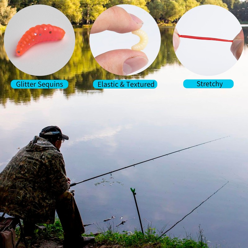 350 Pieces Artificial Bait Worm Earthworms Fishing Bait Box Set,