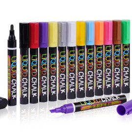 Vicloon Liquid Chalk Pens, 12pcs Chalk Marker, Whiteboard Pens Dry Erase Markers 6mm Reversible Tip for Blackboard, Chalkboard, Window, Glass, Signs and Mirrors (12 Colour)