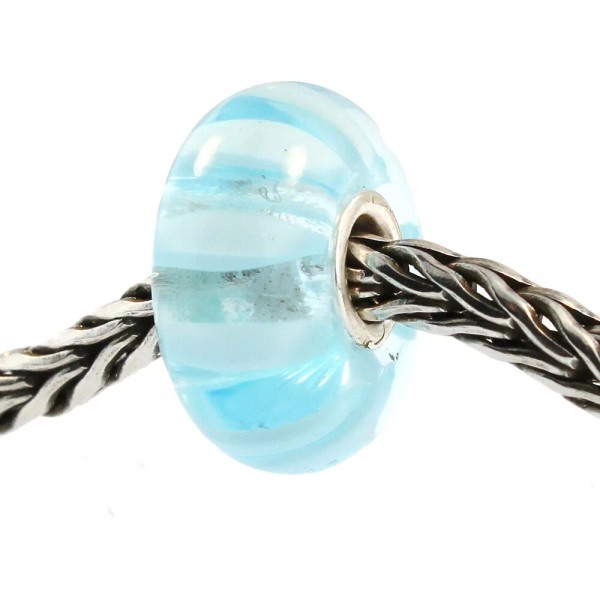 Trollbeads Authentic Trollbeads Glass 61365 Light Blue Stripe :1 RETIRED