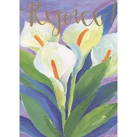 Sellers Publishing RSVP Rejoice: Watercolor Lilies on Purple Background Religious Easter Card