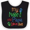 inktastic Noni and Papa Love Me Baby Bib Black and