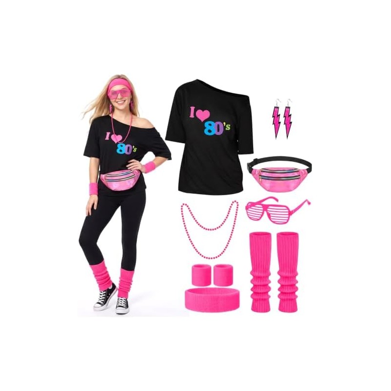 Lukovee Disfraz de los 1980 Mujers, 8 Conjunto de 80's