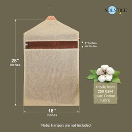 SOLSTICE Hanging Cotton Saree Covers/Bags(Set Of 6)Of 30 X 18(Inches)For Clothes Storage,Wardrobe Organizer(Hangers Are Not Included)(Single Pocket-Pack Of 6),Brown