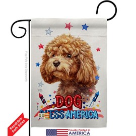 Breeze Decor Patriotic Poodle Garden Flag Pack Dog Puppy Spoiled Paw Canine Fur Pet Nature Farm Animal Creature Vintage Applique House Banner Small Yard Gift Double-Sided, Made in USA