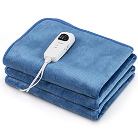 S AFSTAR Heated Mattress Pad Twin, Massage Table Warmer with 5 Heat Settings, 1H - 8H Timer and Overheat Protection, Machine Washable Electric Bed Warmer with Controller, 71” x 30”(Blue)