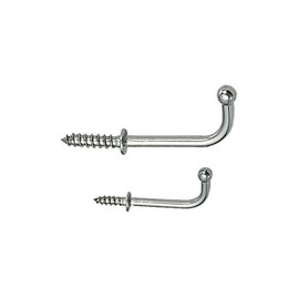 Yacht Steel Stainless Steel Screw Hook with Beffe, 37 mm, Stainless Steel/A2