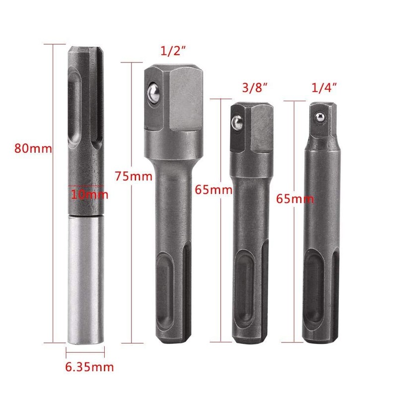 KSTE SDS Plus Set Drill Bit Extension Connection Shank 1/4
