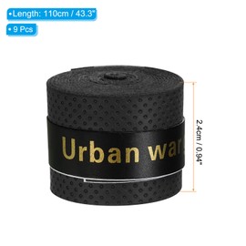 PATIKIL 9 Pack 43.3" Tennis Racquet Gripping Tape PU Overgrip Round Groove Non Slip Sweat Absorbent Badminton Fishing Rod Black