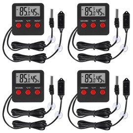 4Pcs Digital Thermometer and Humidity Thermometers Indoor and Outdoor Digital Temperature and Hygrometer Gauge with Probe for Reptile Terrarium Thermometer Pet Keeping