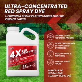 1 Gallon 4X Red Spray Dye - Makes 512 Gallons of Concentrated Spray Pattern Indicator Dye, Ideal Fertilizer Marking, Lawn Turf Mark and Marker, Mark Where You've Sprayed with Red Color Indicator