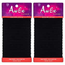 AwEx Extra Large,7 inches (180 mm),Seamless Hair Bands,30 PCS, No Break,Long Hair Ties,XL Hair Elastics,X-Large Ponytail Holder