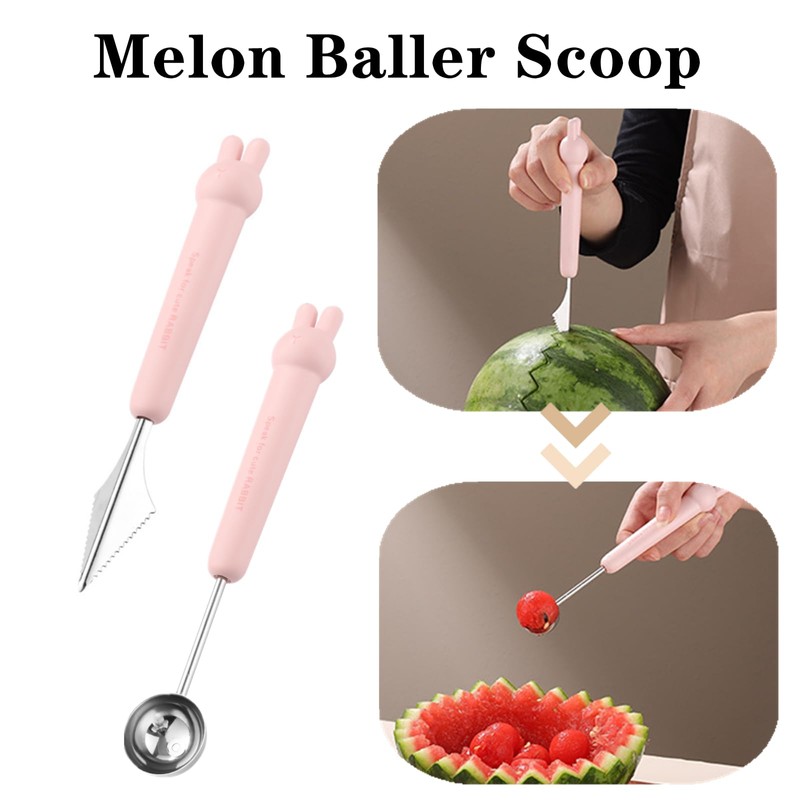 2 Pcs Melon Baller Scoop Cute Fruit Baller Ice Cream