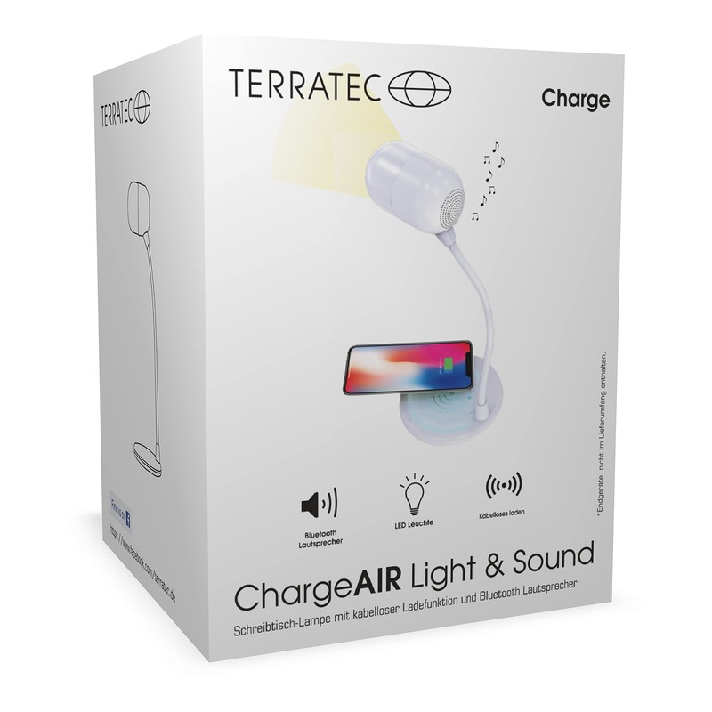 TerraTec ChargeAir Light & Sound LED Desk Lamp Dimmable Table