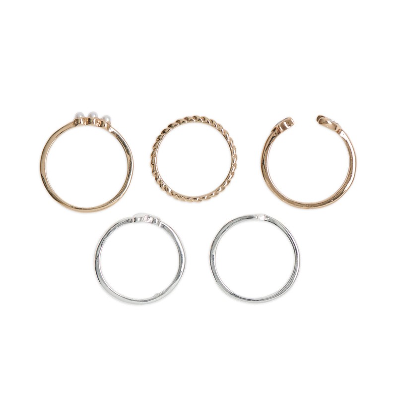 Lucky Brand Two Tone Celestial Ring Stack, Two Tone, One