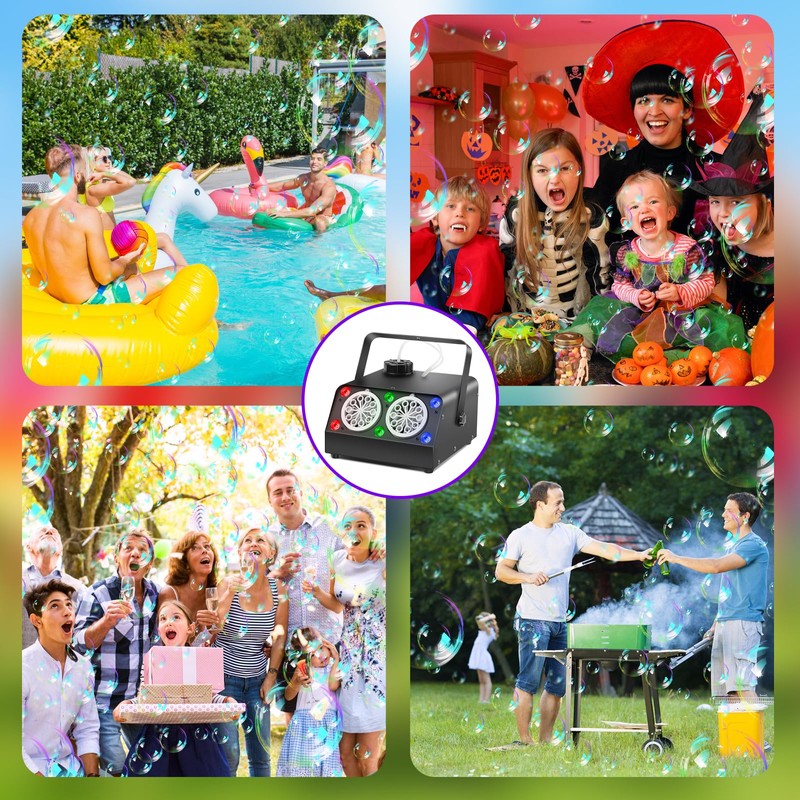 Yunova LED Bubble Machine with Remote Control, 50,000 Bubbles Per