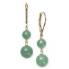 14k Yellow Gold Natural Green Jade Lever Back Drop Dangle