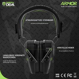 GREEN DEVIL Shooting Ear Protection Electronic Noise Reduction Hearing Protection Earmuffs Headphones for Gun Range Hunting, black