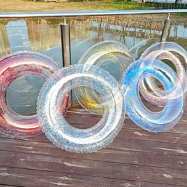Adult Thick Swim Ring with Red Net and Transparent Sequins Free Size/Free Size 80 5ea