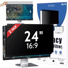 [2-Pack] 24 Inch Privacy Screen for Computer Monitor 16:9 Aspect Ratio, Eye Protection Anti Blue Light Glare Shield, 24inch Removable Black Blackout Anti Spy Desktop Security Private Filter