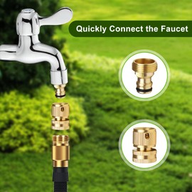 Mdlufee Garden Hose Quick Connector,3/4 inch Brass Shut Off Valve and Female Thread Tap Connector and Male Thread Brass Quick （3pcs）