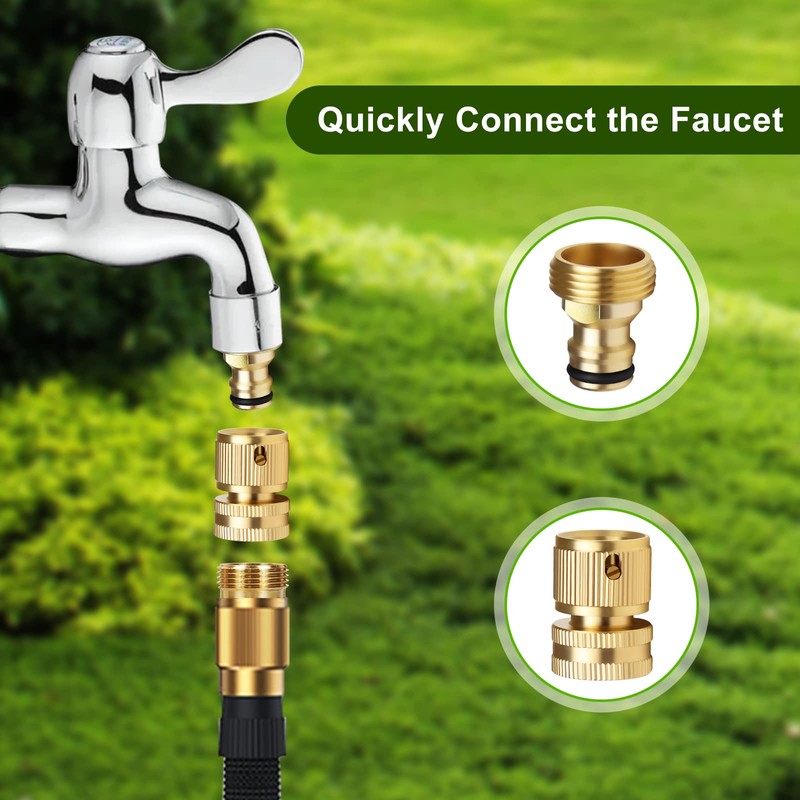 Mdlufee Garden Hose Quick Connector,3/4 inch Brass Shut Off Valve