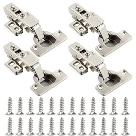 Bisagras para Gabinete de Cierre Suave de Cocina, 4 Piezas Bisagras para Clóset de Cocina Sin Marco, Bisagras de Puerta Lenta Hidráulicas Silenciosas para Armarios, Roperos y Librerías (Plateado)