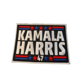 Patch Party Club, Kamala Harris 47" Blue & RED 1-pc, Embroidered Iron-on Patch, Size 3.5" x 2.5", Patch for Jackets, Hats, Bags