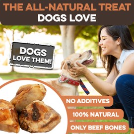 BRUTUS & BARNABY Kneecap Bones for Dogs – 100% USA-Sourced Beef – Long-Lasting Natural Chews for Aggressive Chewers – High Protein, Dental Health Support, (20-pk) – Made in The USA