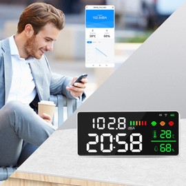 Eujgoov Medidor de Nivel de Sonido ABS Pantalla LED Medidor de Decibelios WIFI Temperatura Humedad Nivel de Sonido Detector Monitor 30-130dB