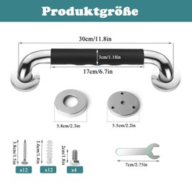 Non-Slip Grab Rail (Silver, 2 Pieces 30 cm) Pack of 2