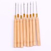 IETONE 5Pcs Wooden Handle latch Hook Needle Micro Rings Needle,
