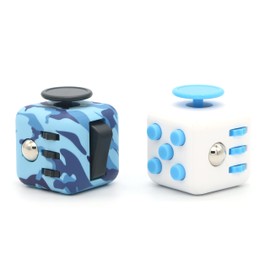 Appash Fidget Cube 2PCS Stress Anxiety Pressure Relieving Toy Great for Adults and Children[Gift Idea][Relaxing Toy][Stress Reliever][Soft Material](1Camo&1Blue)