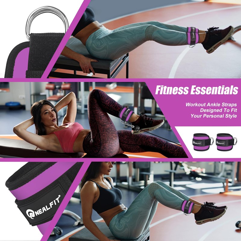 NEALFIT Ankle Strap for Cable Machine, Gym Ankle Cuff for