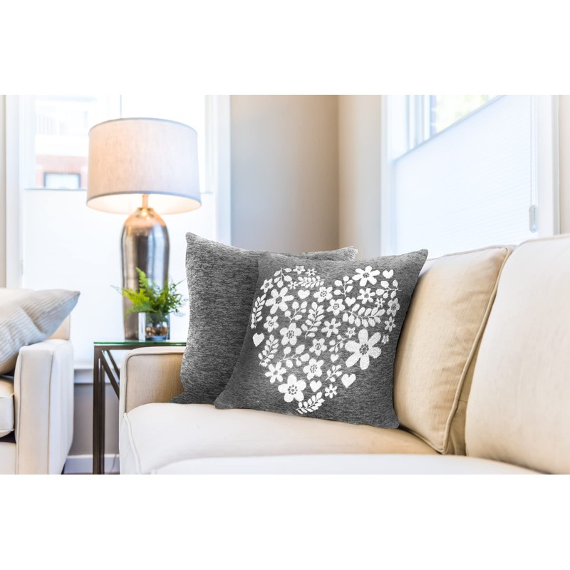 Emma Barclay Amor Heart - Cushion Cover in Charcoal -